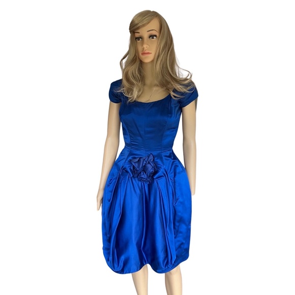 Dresses Vintage 195s Royal Blue Satin Dress Poshmark